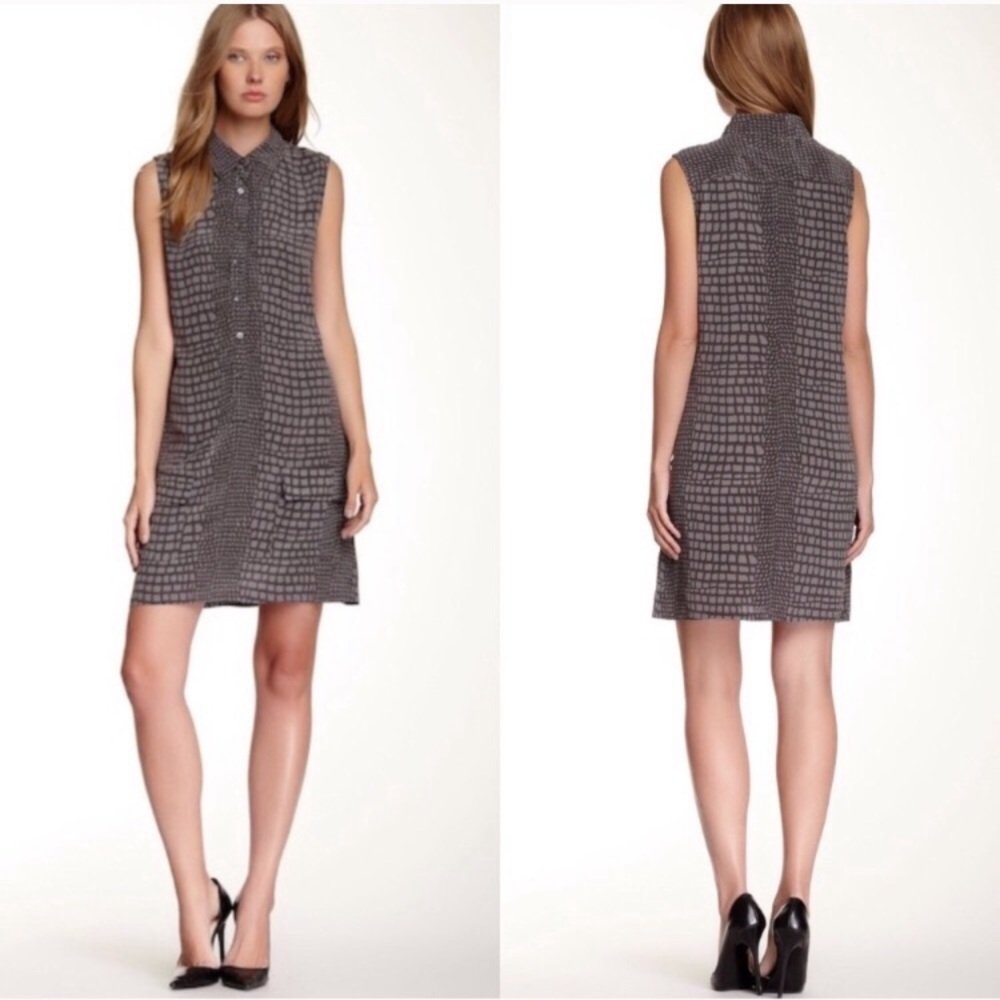 Equipment Lucida Gray Animal Print Shirt Dress